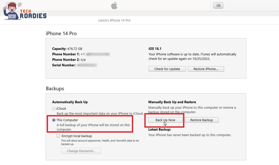 Backup iPhone to iCloud Using iTunes