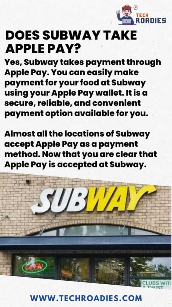 Does subway take apple pay online